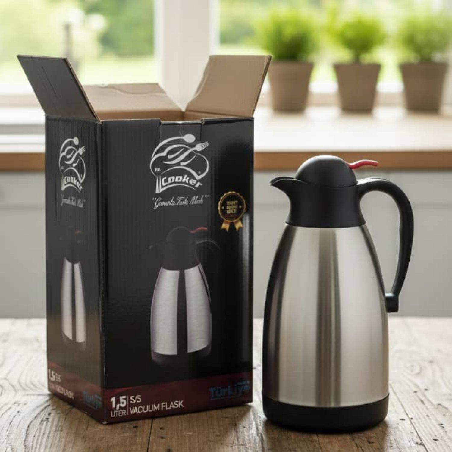 Cooker 1.5 Litre Paslanmaz Çelik Vakumlu Termos